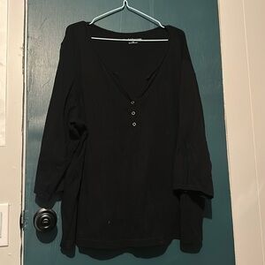 croft and barrow black 3 button v neck long sleeve tshirt size 2x